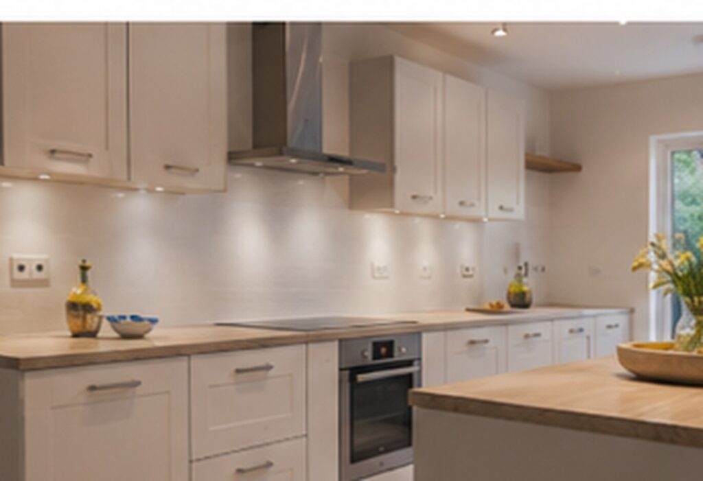 Kitchen fitter completing final checks and snagging on a finished kitchen