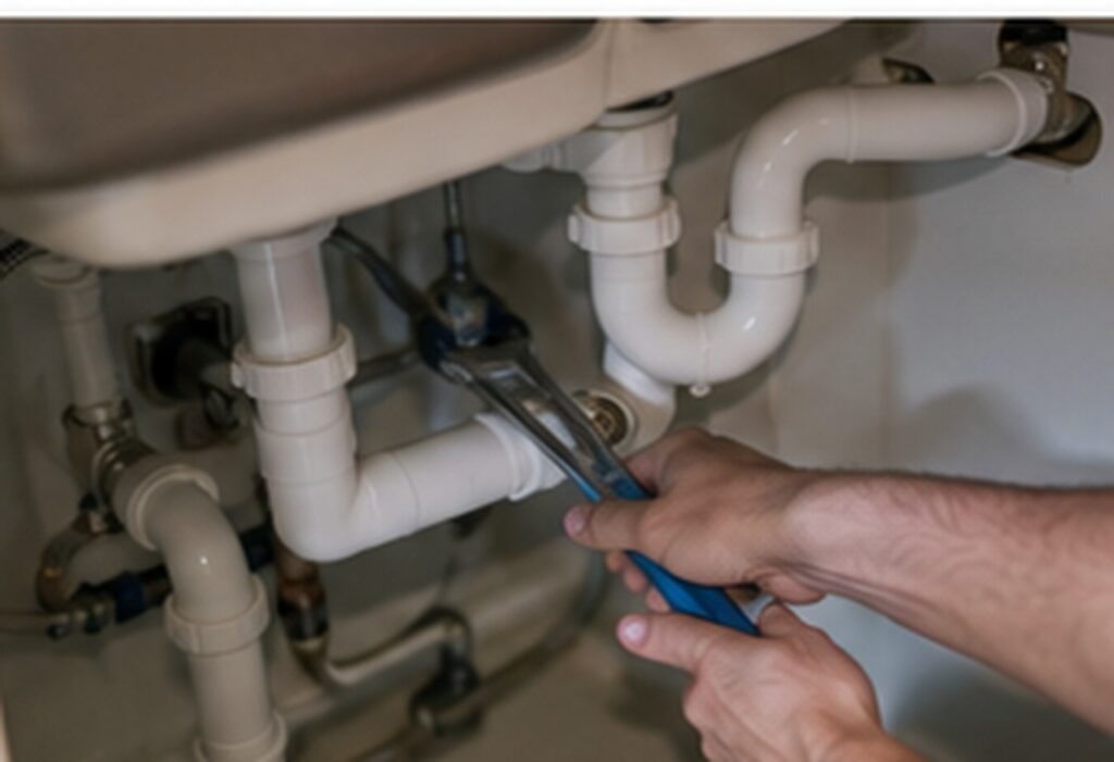 Kitchen plumbing adjustments for new sink pipework and appliance connections